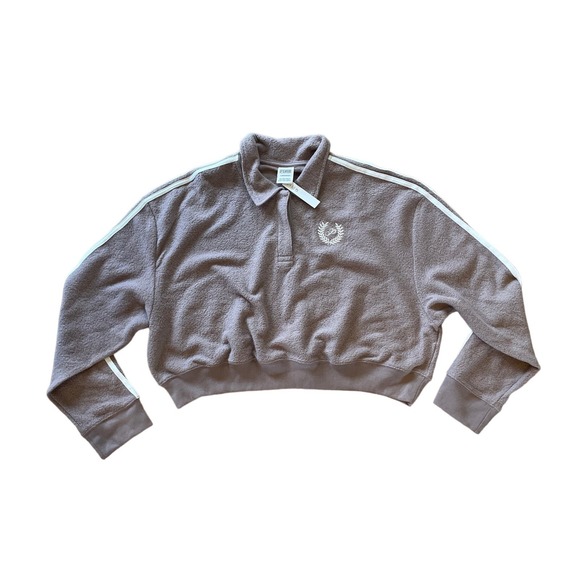 NWT Victoria's Secret PINK Fuzzy Brown Crop Track Set XL - Picture 7 of 10